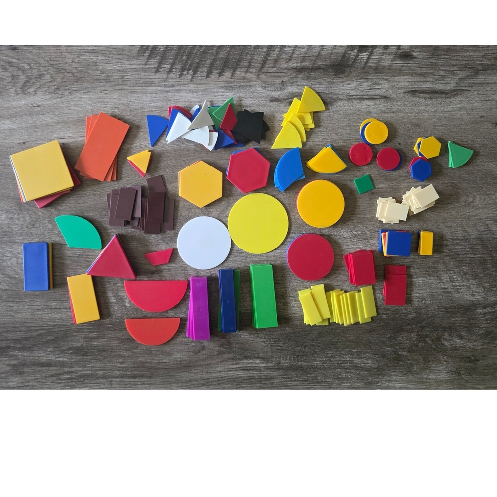 150+ Plastic Geometric Flat Block Lot Colorful Shapes Blocks Manipulatives